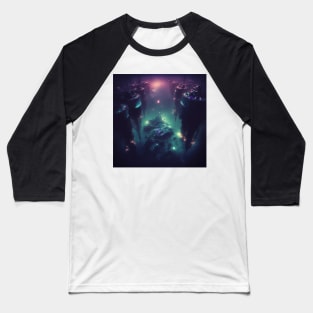 Cyberpunk Submerged Island Cities Baseball T-Shirt